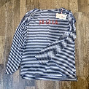 Vineyard Vines Holiday Long Sleeve Tee FaLaLa Christmas Striped Nautical NWT